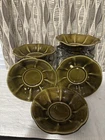 Vintage McCoy USA Olive Green Pottery Bowls Set of 6 Mid Century Avocado