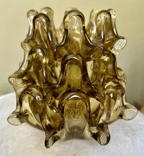 MCM Italian Murano Art Glass peach Stacking Ashtrays Nesting Bowls *Set 3*