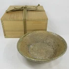P1036: Rare, real Japanese oldest excavated stoneware YAMA-CHAWAN bowl with box