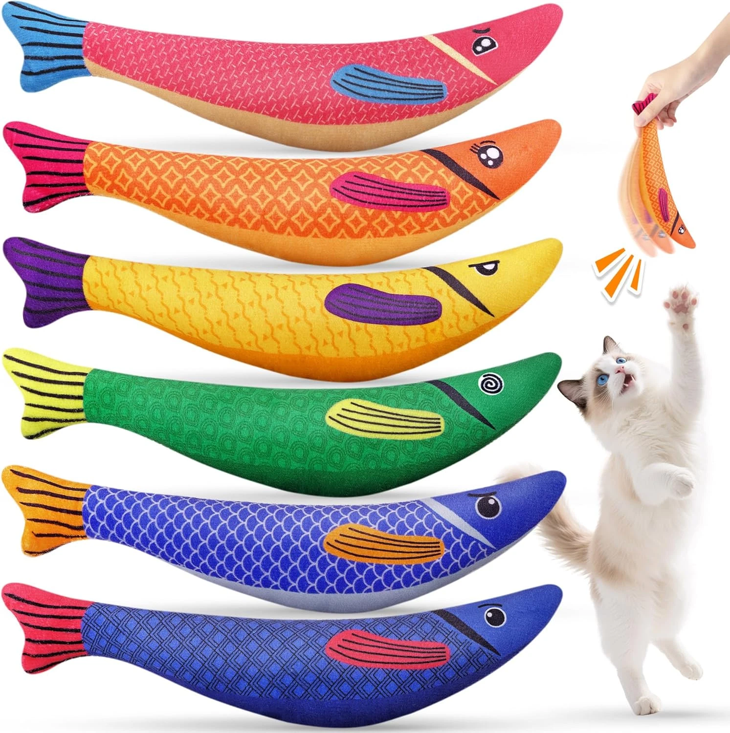 Interactive Catnip Toy Set for Indoor Cats - 6 Pack with Sound