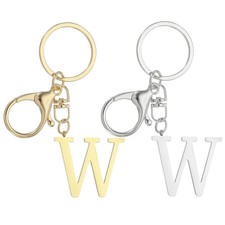 2Pcs Initial Letter Keychain Letter W Keychain for Women Key Gold/Silver