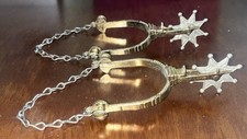 Vintage possible antique Kids Spurs w/ Chain 8 Point Stars Matching pair
