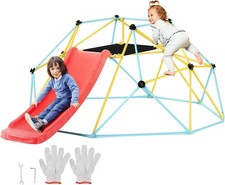 VEVOR Climbing Dome, 8FT Geometric Dome Climber with Slide, Jungle Gym Supports