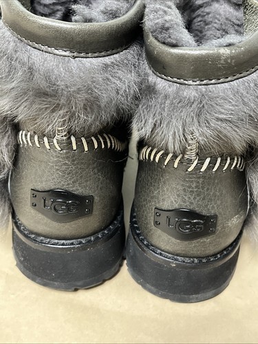 UGG DAMEN FLAUSCH PUNK TWINFACE TOSCANA LAMMFELL LEDER STIEFEL GRAU GRÖSSE 6/UK 4 - Bild 6 von 12