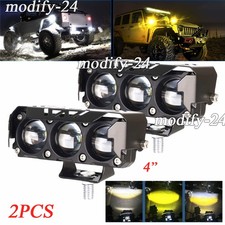 2X 4" LED Work Light Bar White Yellow Fog Pod Fit Jeep Wrangler JK TJ CJ Offroad