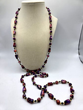 Vtg. Plastic Multi Color Beaded Necklace, 46", No Clasp