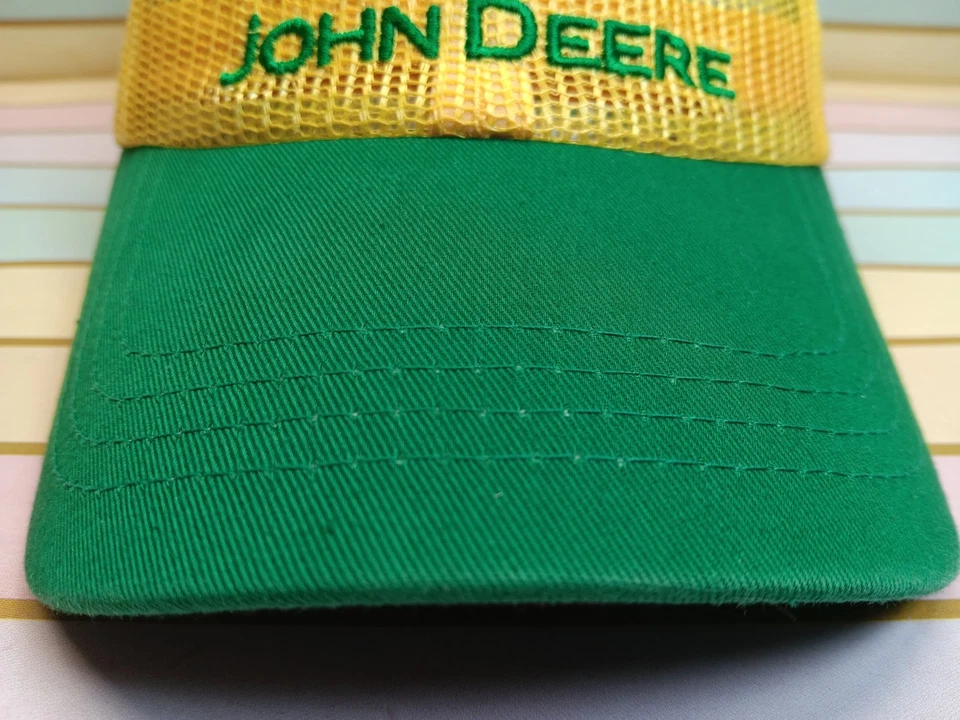 John Deere Trucker Hat SnapBack Cap Yellow Mesh Green OSFA Hunting Cary F Group - Image 3 of 4