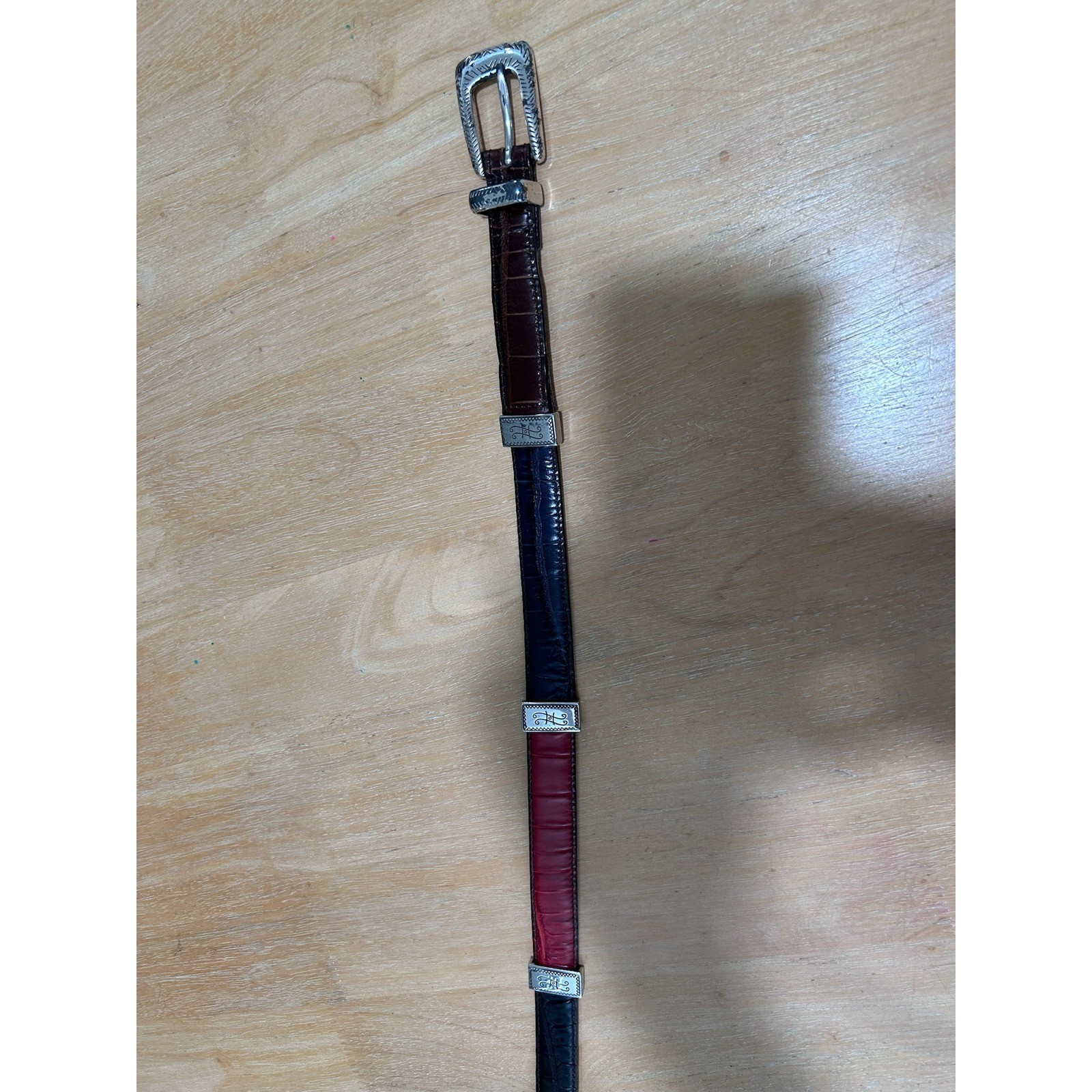 Brighton Womens Patchwork Croc Embossed Leather W… - image 2