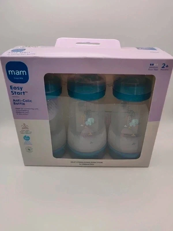 MAM Anti-Colic Baby Bottles Blue Top X3 Pack 260ml 2+Months
Opens in a new window or tab
