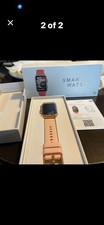 Smart Watch Pink Silicone Band Gold Metal Case