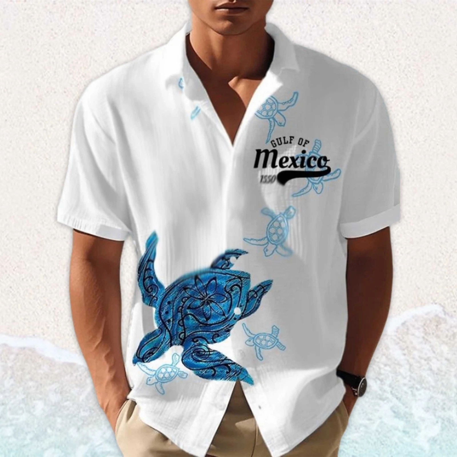 Gulf Of Mexico Est 1550 Blue Turtle Hawaiian Shirt Unisex S-5XL