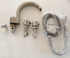 Bathroom Bathtub 3 Piece Faucet And Two Handled W/ Hardware Brushed Chrome Read