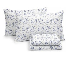 4-Piece Queen Sheet Set Patterned Microfiber Cooling Blossoms Light Blue 16"