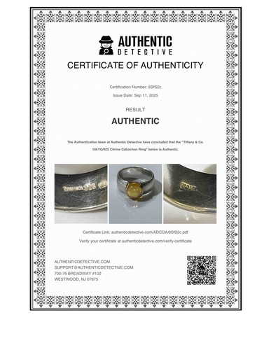 Original Tiffany & Co 18K/925 Citrin Cabochon Ring 6,2g Gr:7 (CJL061256) - Bild 6 von 6