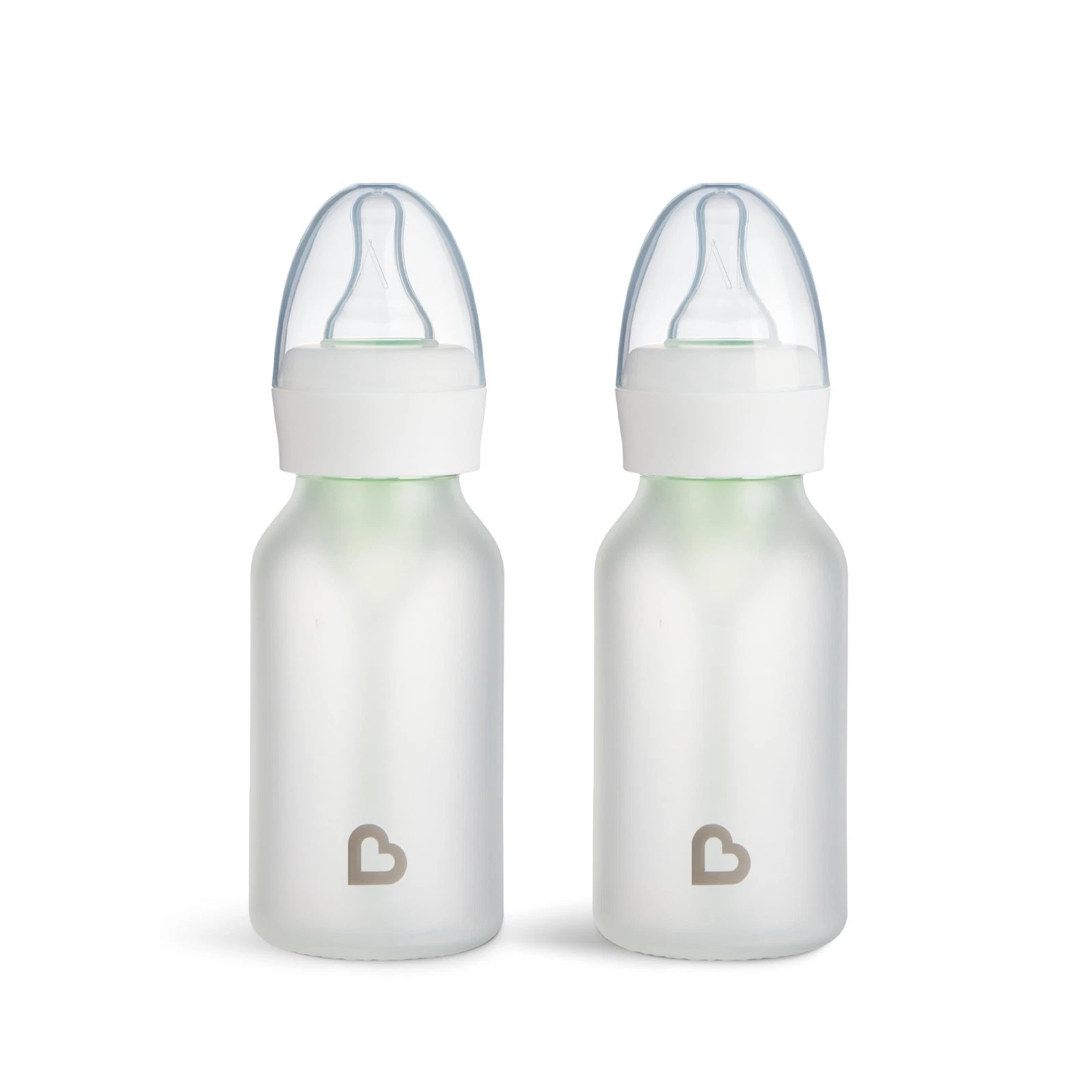 Silicone Coated Glass Baby Bottles - Anti-Colic Feeding System, 4oz, 2 Pack, Whi