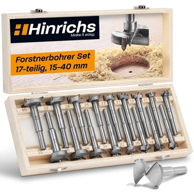 Hinrichs Forstner drill 17 x drill wooden box - wood drill knothole drill