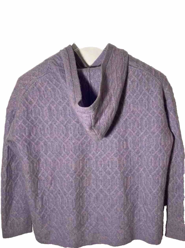 Suéter con Capucha AQUA Cashmere Mujer M 100% Cachemira Tejido con Cable-Lavanda-USADO EN EXCELENTE ESTADO Foto 3 de 4
