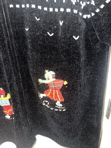 Alfred Dunner Woman Full Zip Cardigan Sweater Ice Skaters Winter Snowflakes 1X - 第 13/24 張圖片
