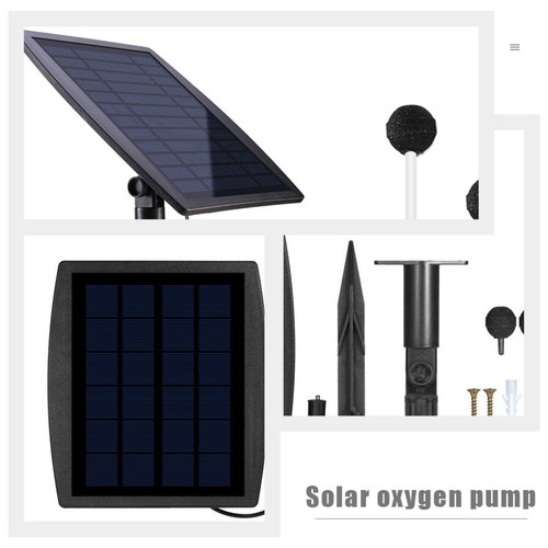 1 Set Pompa Ossigeno Solare per Pompa da Esterno per Acquario Pesci - Foto 6 di 12