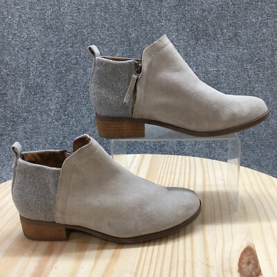 Toms Boots Womens 7 Deia Casual Side Zip Ankle Bootie 10014080 Grey Suede Heels