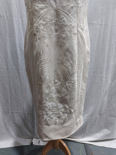 Karen Millen Cream High Neck Embroidered Wiggle Pencil Occasion Dress- UK 16 - Picture 3 of 12