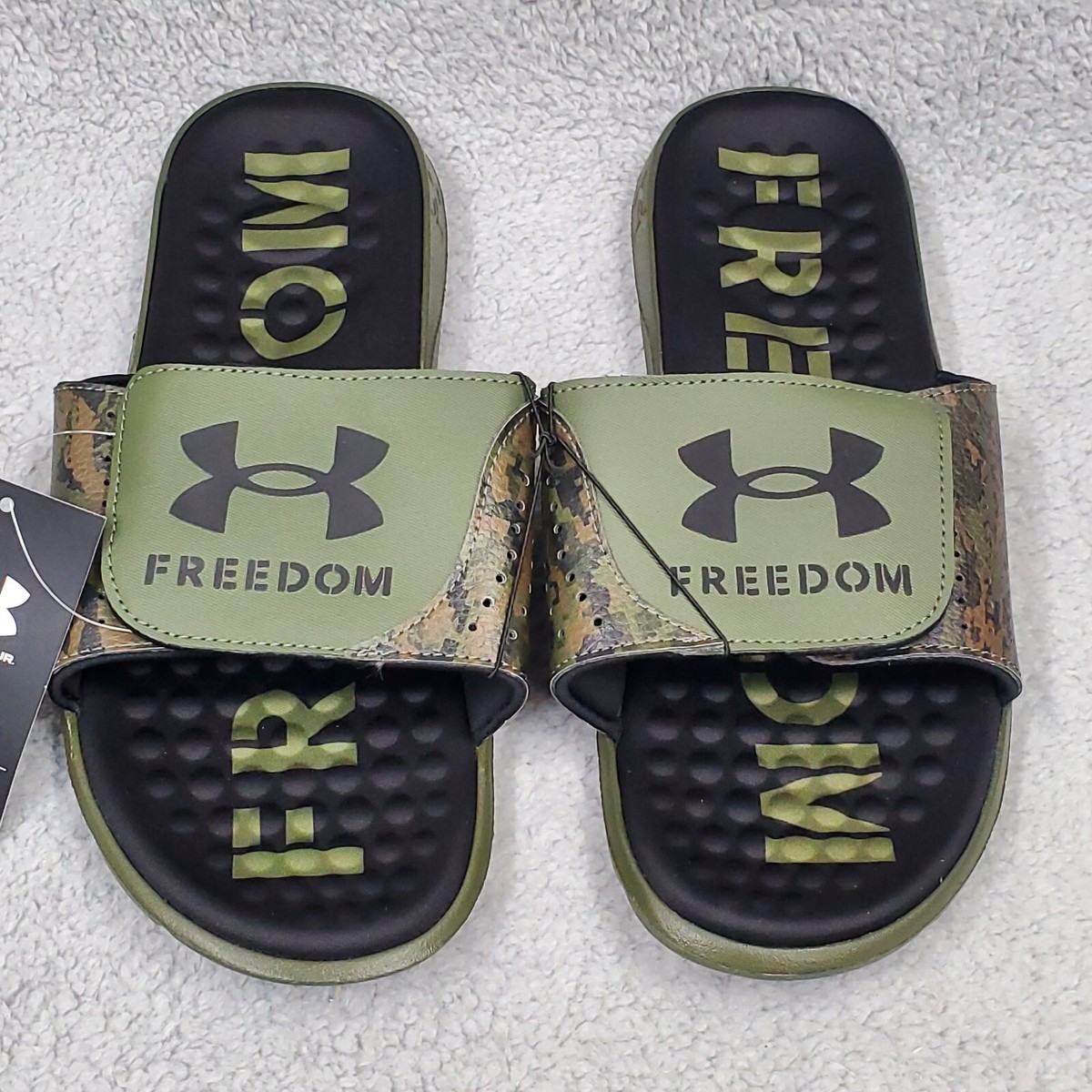 Under Armour Ignite Pro Freedom Green Camo Slide Sandal Flip Flop
