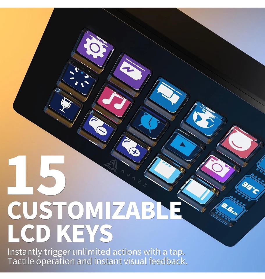 AJAZZ AKP153 Streaming Studio Controller Keypad Type-c Wired with 15 Macro LCD - Image 4 of 4