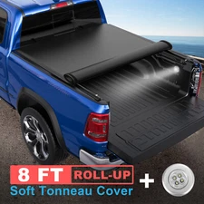 8FT Roll Up Tonneau Truck Bed Cover For 2002-2025 Ram 1500 2500 3500 Waterproof