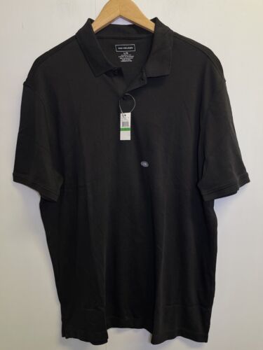 NEW Van Heusen Essential Polo T-Shirt Men's Size L Black Short Sleeve Cotton
