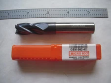 NEW MICRO 100 USA CARBIDE ENDMILL 9/16" D X 1 1/4" LOC X 4" OAL 4 FL SQ END CC  
