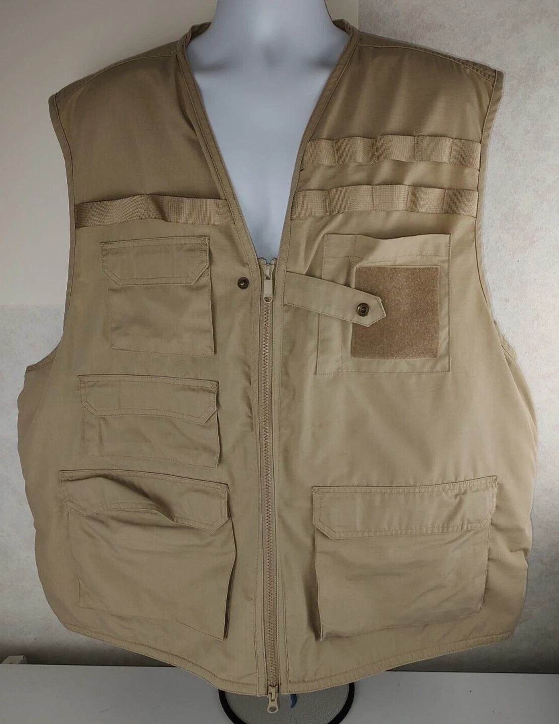 Propper Fishing Vest Men's 3XL Tan Zip Front Adult RN#89706 EUC