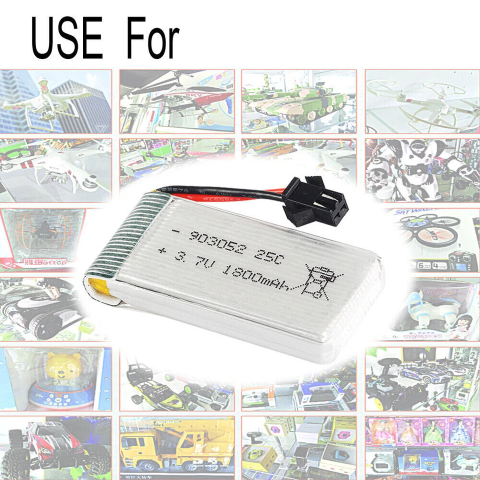 4PCS 3.7V 1800mAh Lipo High Rate Battery 903052 SM plug+USB Charger For drone RC - Image 4 of 4