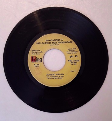  Vinile 45 Giri Aurelio Fierro - Invocazione a San Gabriele dell'Addolorata 