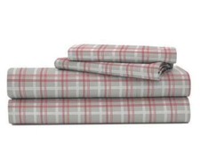 Brand New IZOD David Plaid Grey QUEEN Size SHEET SET Microfiber