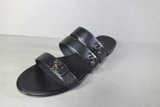 black flat mule slides