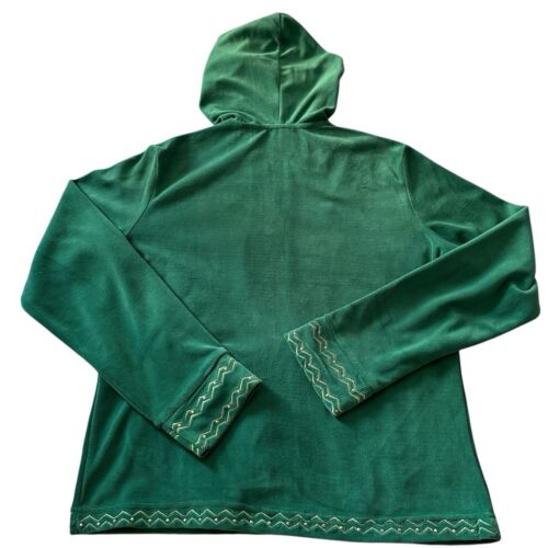 Tuta da pista vintage taglia S anni 90 verde velluto lounge full zip gamba larga floreale tono oro - Foto 3 di 12