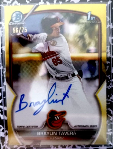 2023 Bowman Chrome #CPA-BT Braylin Tavera Auto YELLOW Refractor ROOKIE RC #56/75