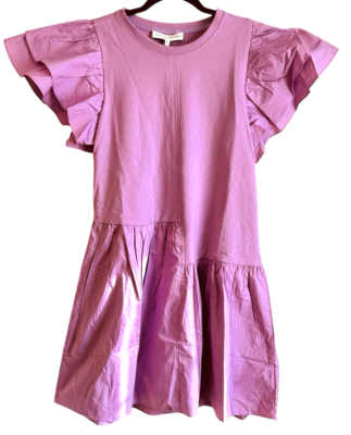 NWT English Factory Anthro Purple Lavender Layered Ruffle Sleeve Mini Dress  M | eBay