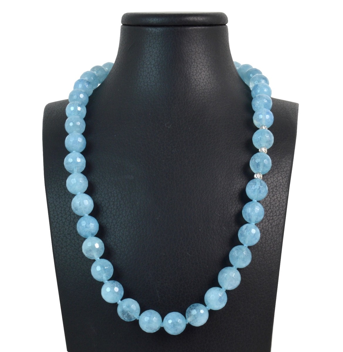 Collier En Aigue-marine Naturelle Et Argent 925, 44.5 Cm, Fait En Italie - Neuf Samarcanda