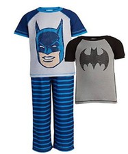 DC Comic Batman Little Boys' 3 Piece Sleepwear Set, BATMAN BLUE 