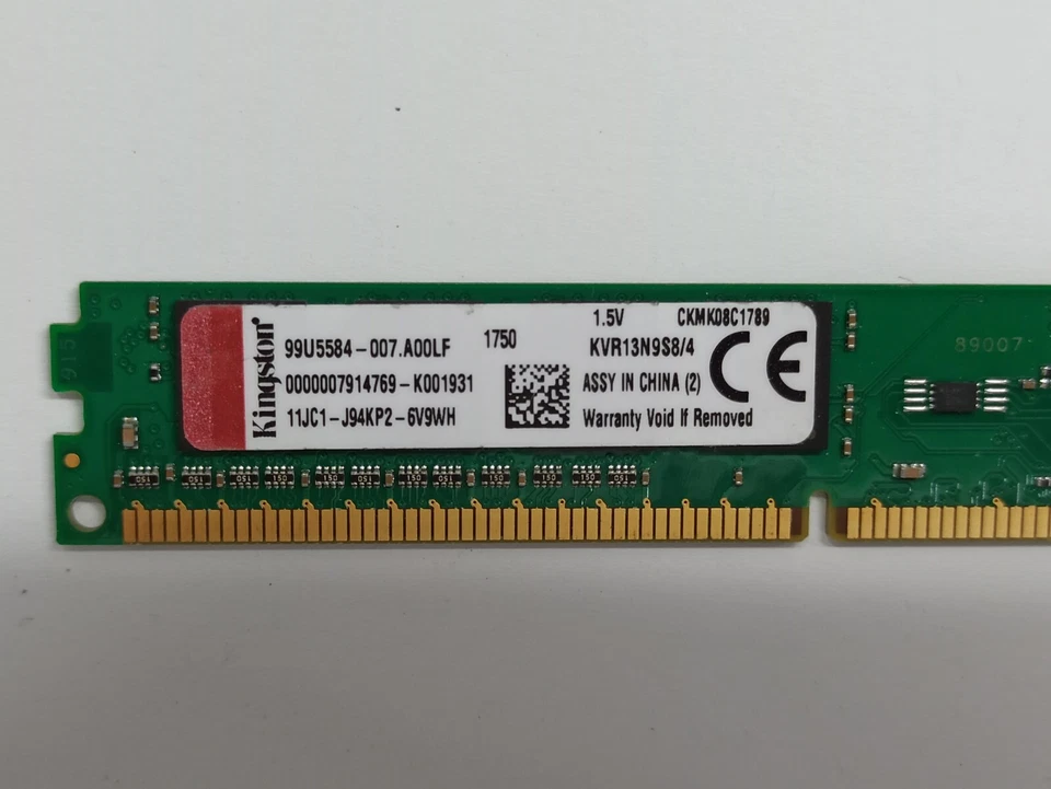 KVR13N9S8/4 Kingston 4GB PC3-10600 DDR3-1333MHz CL9 240-Pin DIMM - Imagen 2 de 2
