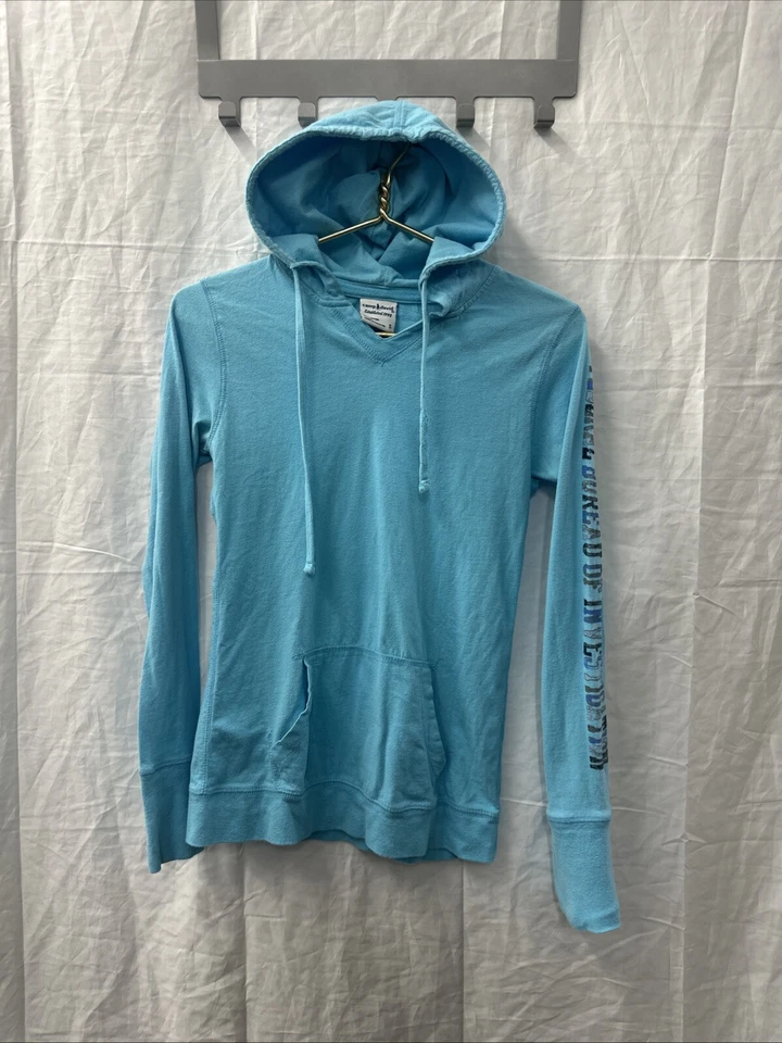 Women's Small FBI Washington D.C. Hoodie Cyan Blue Souvenir Stretch Lightweight - Image 2 of 4