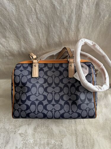Ladies Coach Handbag Purse C Monogram Denim Blue Orange NWT $328 - Picture 7 of 9