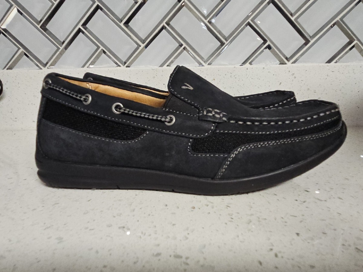 Vionic Earl Slip-on Boat Shoe Black Leather Mens Size 7, Pre 