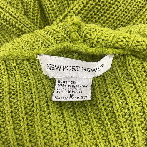 Newport News Women's Green Knit Hooded Pullover Sweater, Size M - Preowned - 第 3/4 張圖片