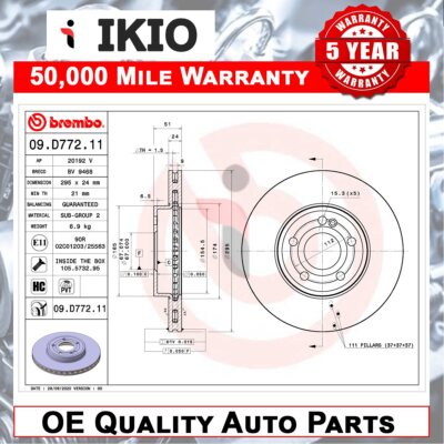 Fits Mercedes A-Class 2018- 1.5 D 1.6 1.7 + Other Models Brake Discs Front Ikio