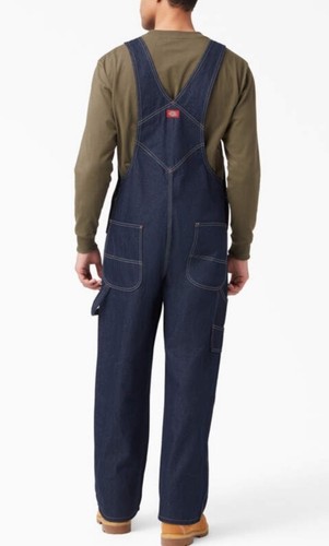NWT Dickies Indigo Bib Overalls Men's Dark Wash Denim Sz 36-46 Brand New - Picture 2 of 5