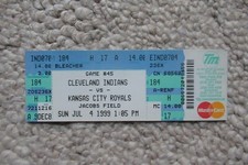 INDIANS VS ROYALS 7/4/1999 TICKET ~ McDONALD (MLB DEBUT/1ST HIT) / DYE (2 HRs)