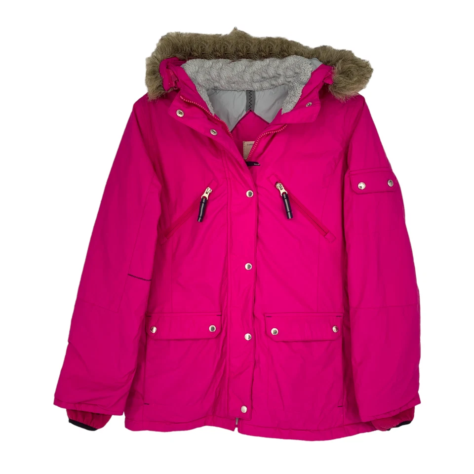 Abrigo Chaqueta con Capucha Lands End Kids Talla XL 16 Rosa Caliente Parka de Plumón Recortada en Piel Foto 2 de 4