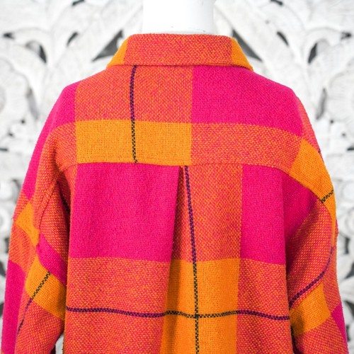Scotch & Soda karierte Wollmischung Jacke L Damen rosa orange leuchtend selten - Bild 13 von 17